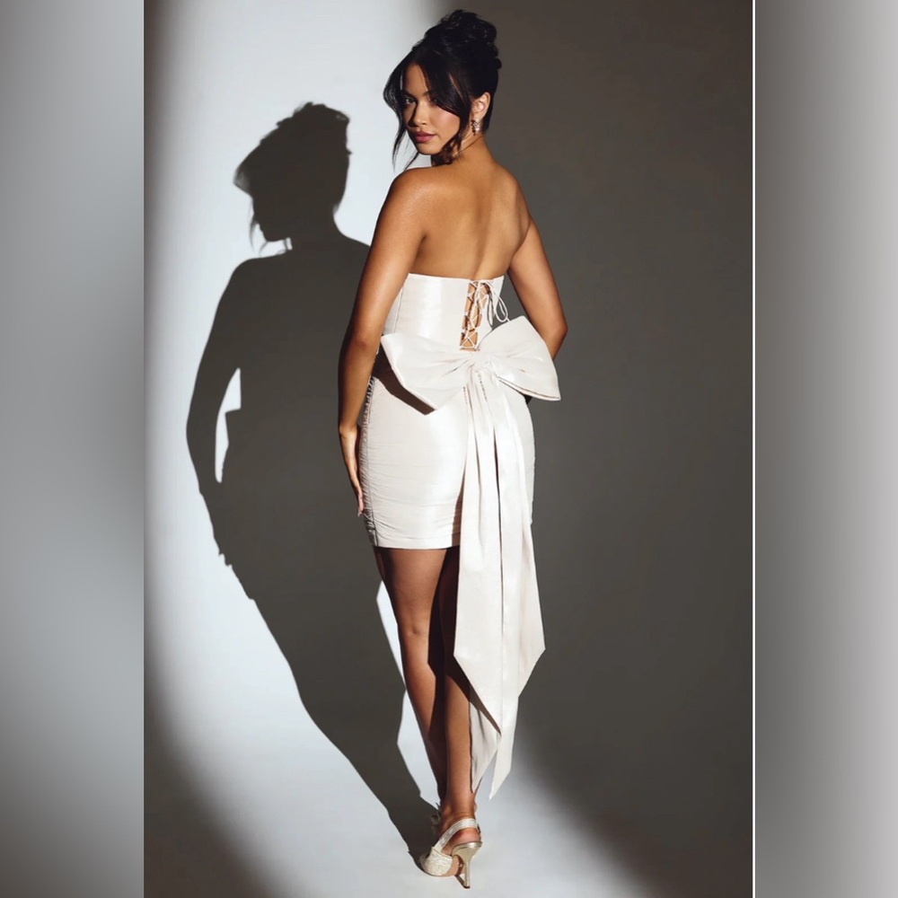 VIVIANA Woven Taffeta Strapless Mini Dress